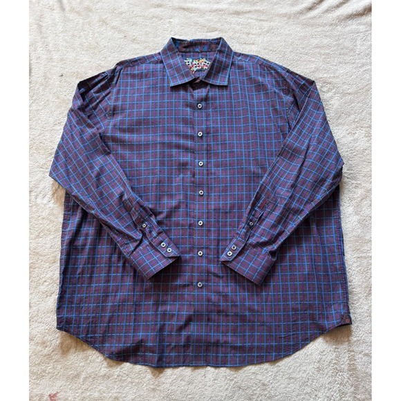 Robert Graham Mens‎ Long Sleeve Button Down Shirt Plaid Checkered Size 2XL - Picture 1 of 12